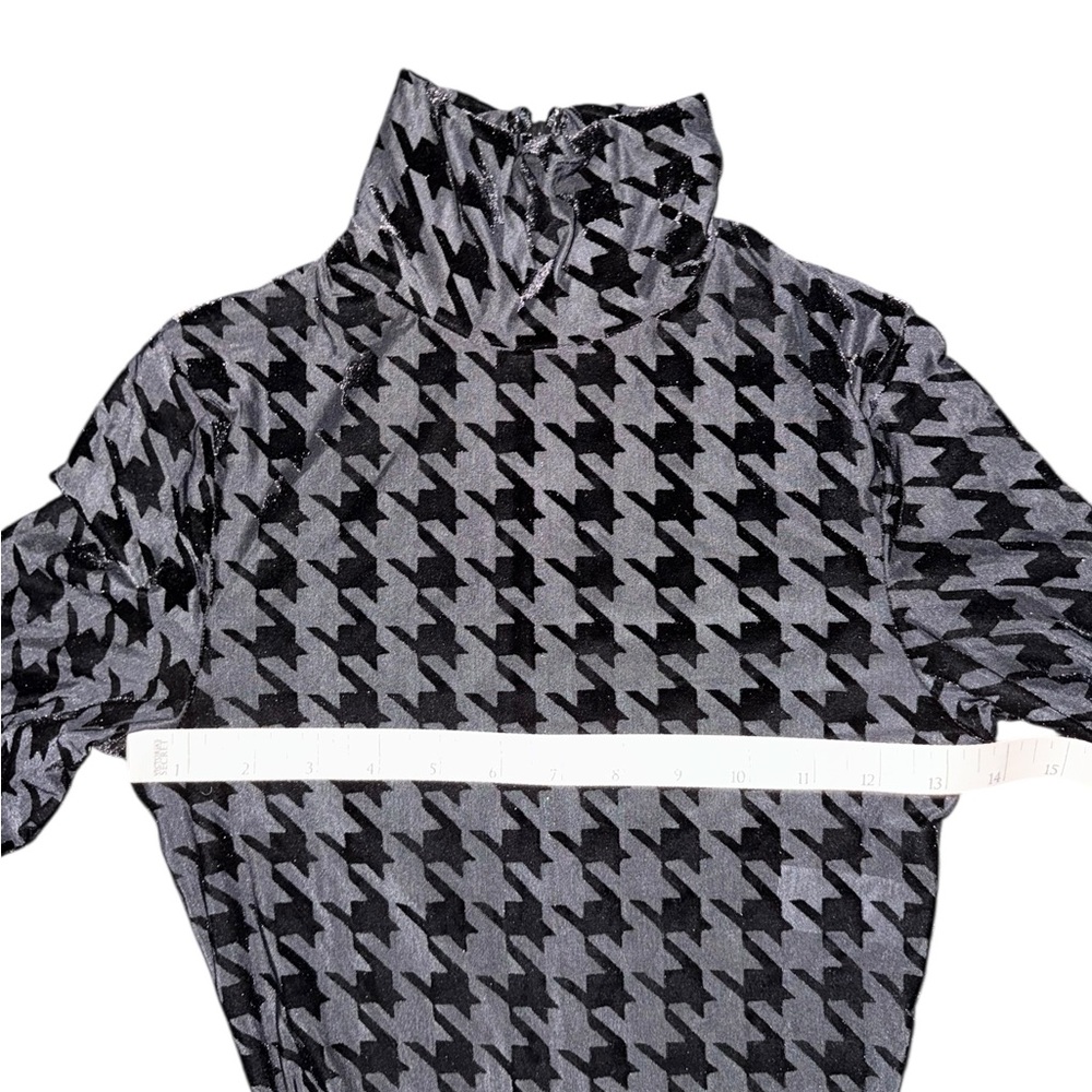 Naked Wardrobe Black Sheer & Velvet Houndstooth Long Sleeve Jumpsuit Size Small - Picture 7 of 9